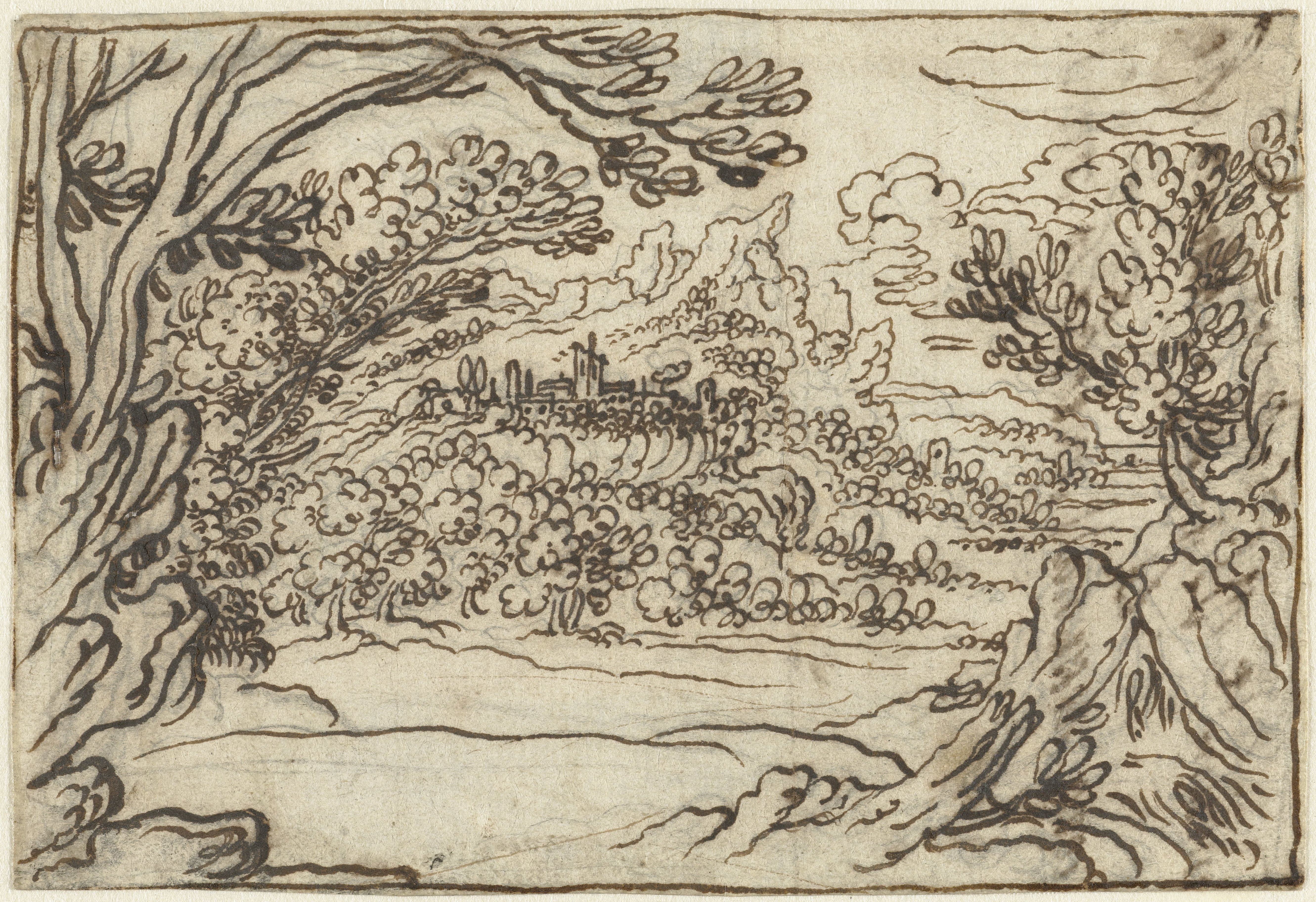 Landscape with some construction (recto)