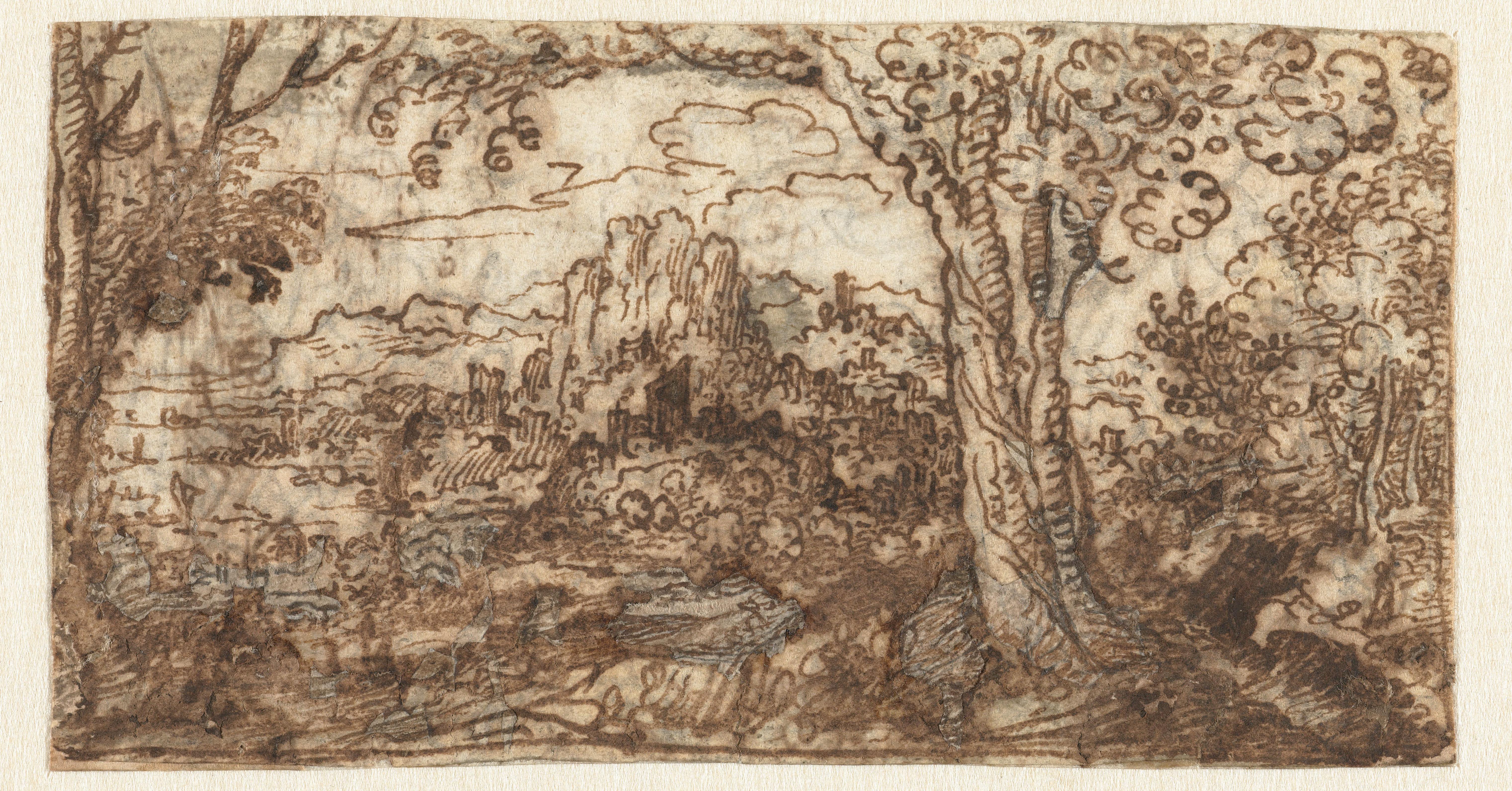 View on a mountainous landscape (recto)